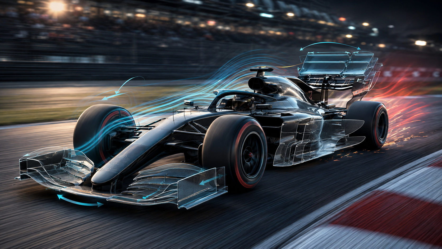 F1 car with active aerodynamics visual